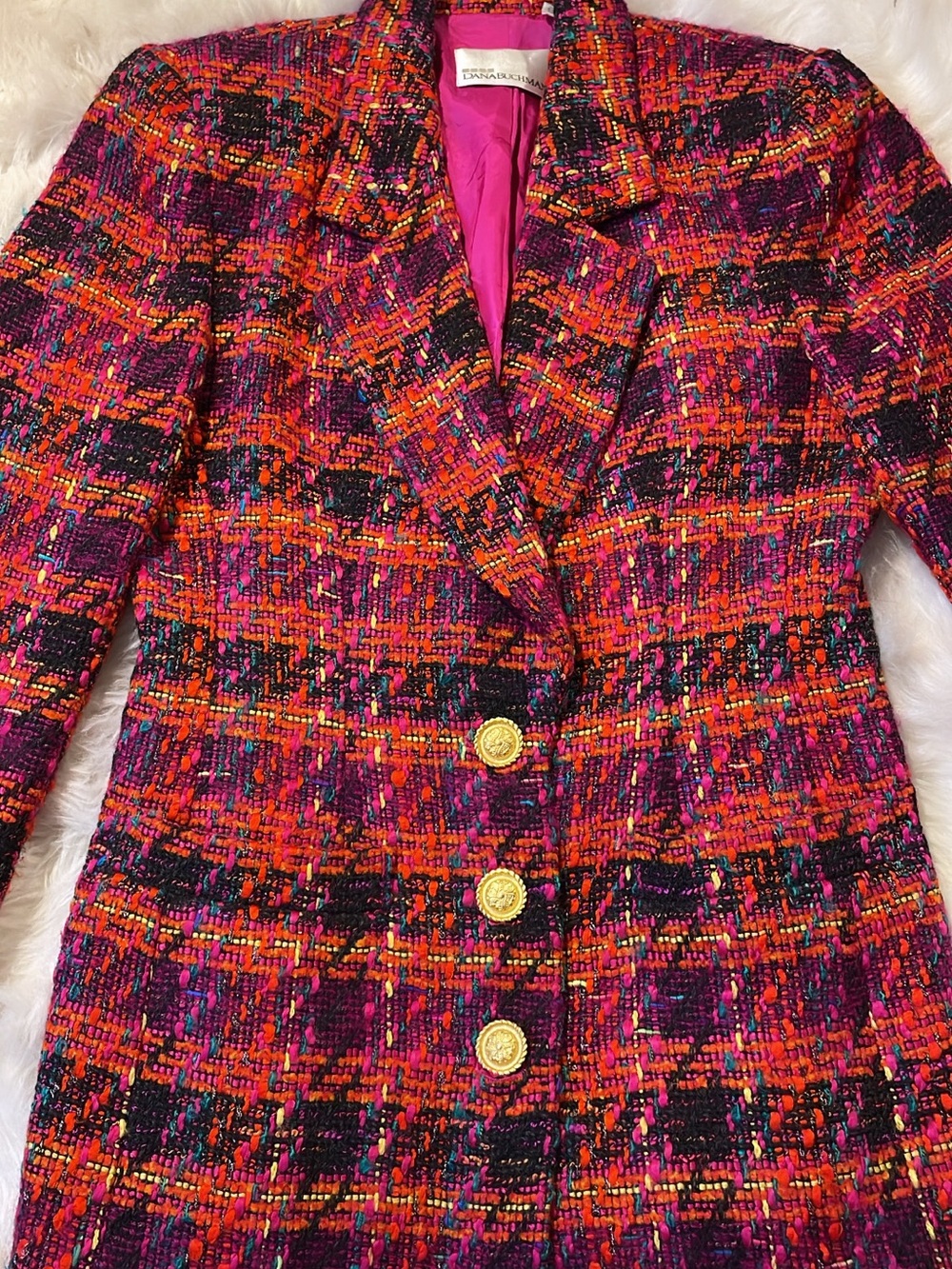 Dana Buchman Multicolor Tweed Blazer in Pink & Orange - Picture 4 of 6